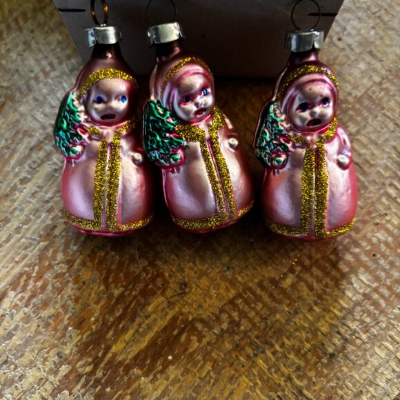 Lot 5 Inge Glas handblown glass Christmas tree ornaments Pink Baby Doll w/tree - Picture 3 of 4